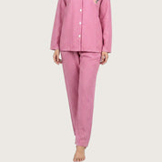 Snoopy Strips Ladies Pajama Set - Hot Pink