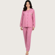 Snoopy Strips Ladies Pajama Set - Hot Pink