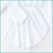 Line Ladies Crop Full Sleeves T-Shirt with Shorts - White