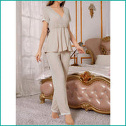 Plain Ladies loungewear 2 Pcs Set - Cream