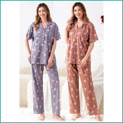 Love Ladies Half Sleeves Pajama Set Lycra Fine Material -  Brown