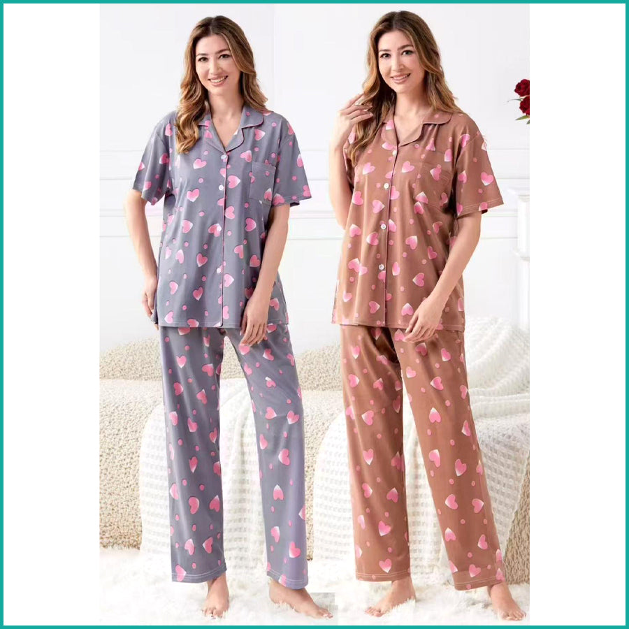 Love Ladies Half Sleeves Pajama Set Lycra Fine Material -  Brown