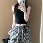 Checks Ladies Pajama Set - Black