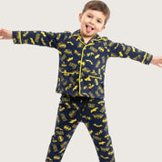 Batman Boys Front Open Pajama Set - Black