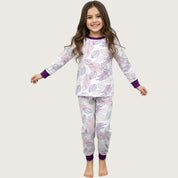 All Leaves Girls Full Sleeves Pajama Set - Purple