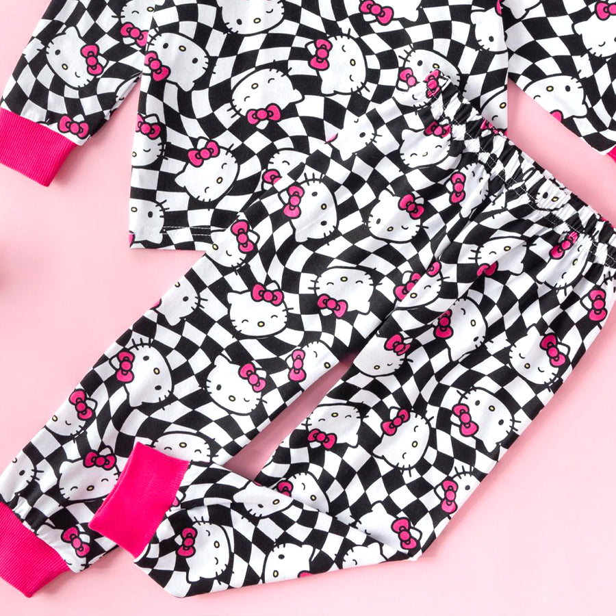Hello Kitty Girls Full Sleeves Pajama Set - White