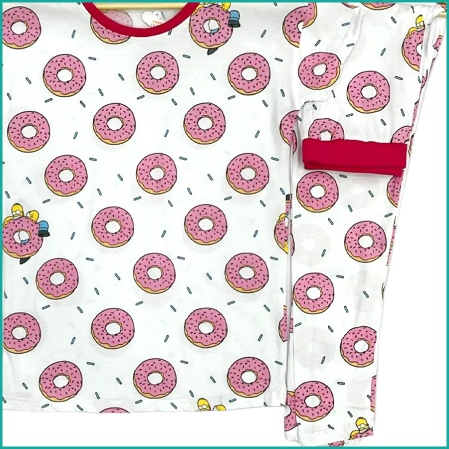 Donuts Ladies Pajama Set - White