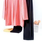 Dots Ladies Loungewear Front Open Pajama Set - Pink Black