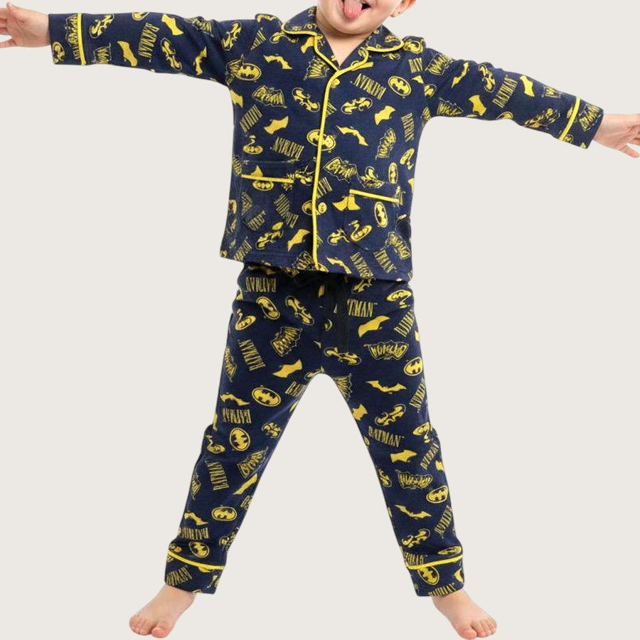 Batman Boys Front Open Pajama Set - Black