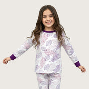 All Leaves Girls Full Sleeves Pajama Set - Purple