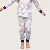 All Leaves Girls Full Sleeves Pajama Set - Purple