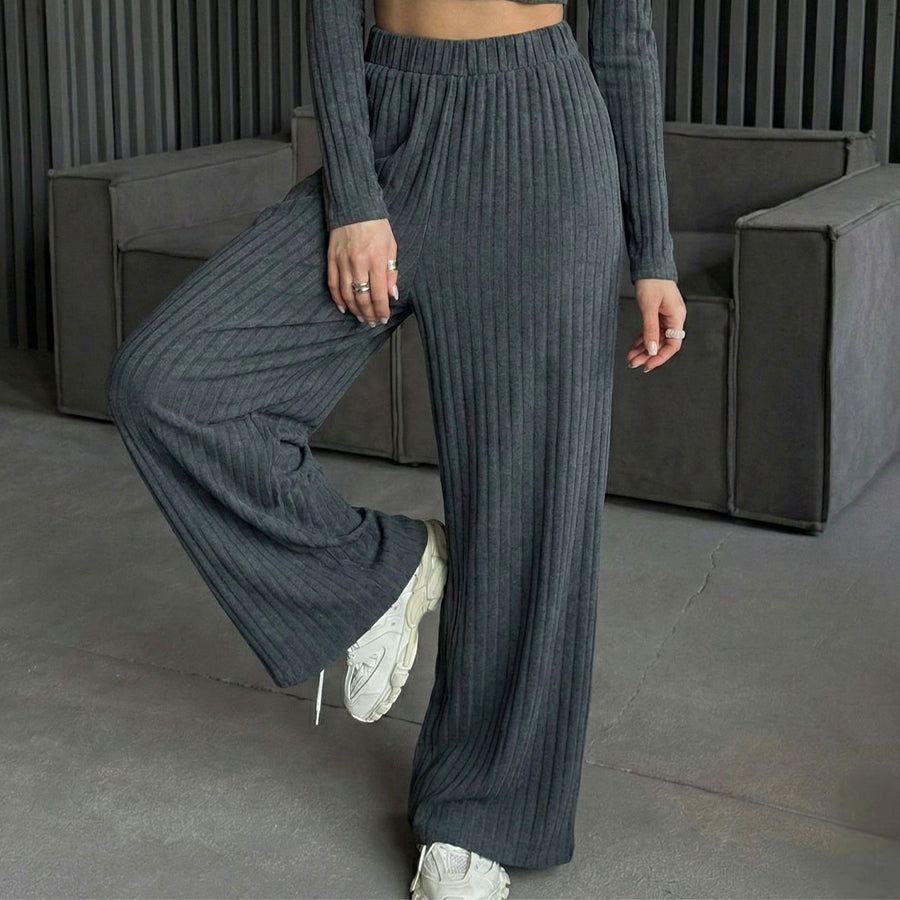 Plain Zipper Ladies Pajama Set - Grey