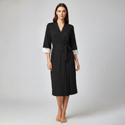 Plain with Lace Ladies Rob - Black