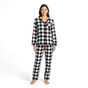 Lining Checks Ladies Pajama Set - White Black