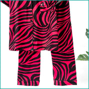 Zebra Print Ladies Front Open Pajama Set - Red