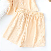 Plain Ladies Crop Top Shorts Set - Yellow