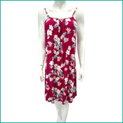Tiny Floral Ladies Halfer Linen Cotton - Red -Free size