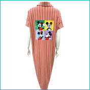 Mickey Mouse Frame Ladies Dress - Orange -Free size