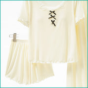 Ladies 3 Pcs Set Loungewear Pajama Set - Beige