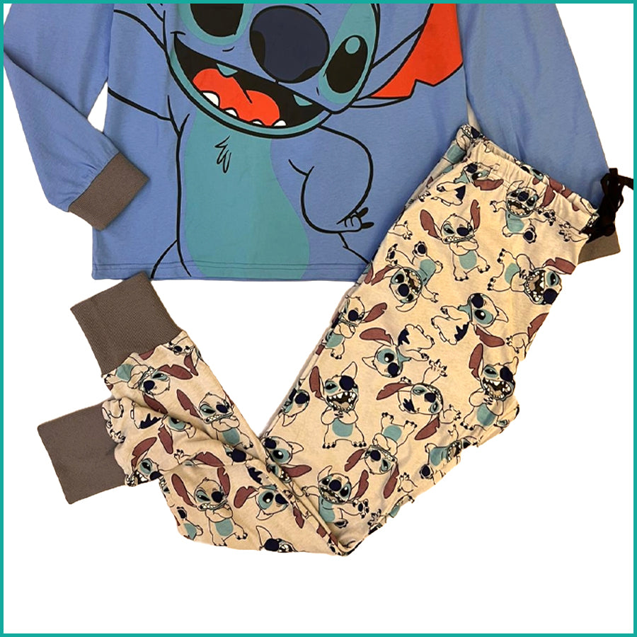 Stitch HI Ladies Cotton Pajama Set - Blue