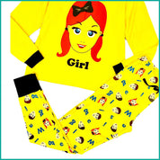 Girl Ladies Pajama Set - Yellow