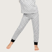 Dots Girls Full Sleeves Pajama Set - Light Grey