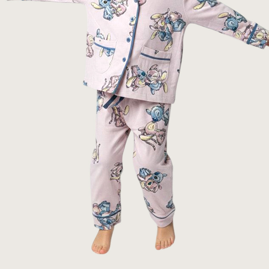 Stitch Girls Front Open Pajama Set - Pink