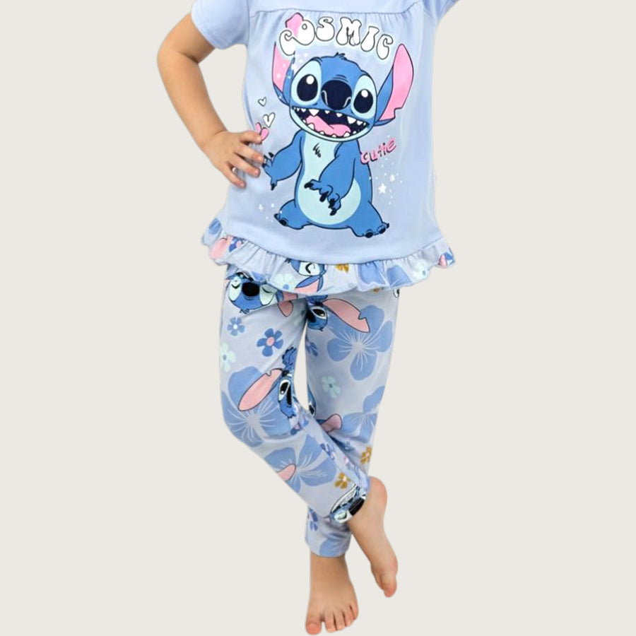 Cosmic Stitch Girls Leggings Set - Blue