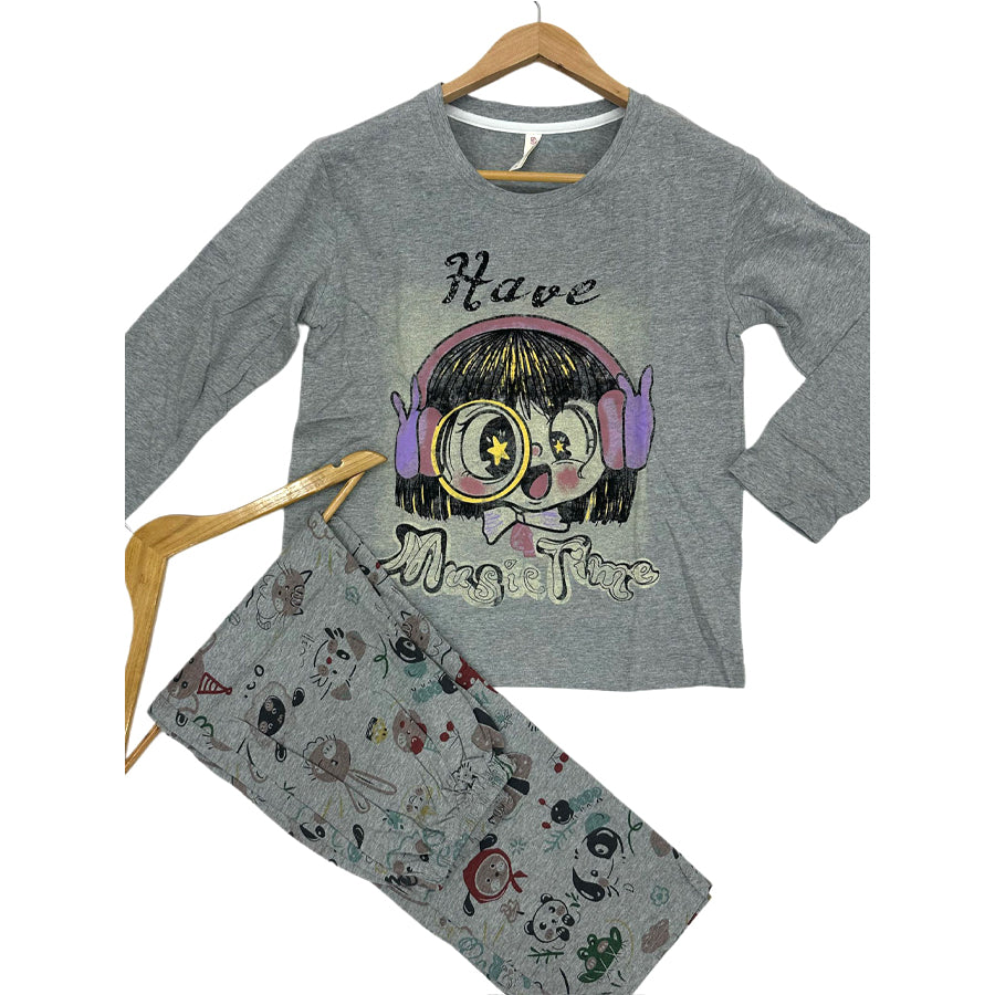 Music Time Ladies Pajama Set - Grey