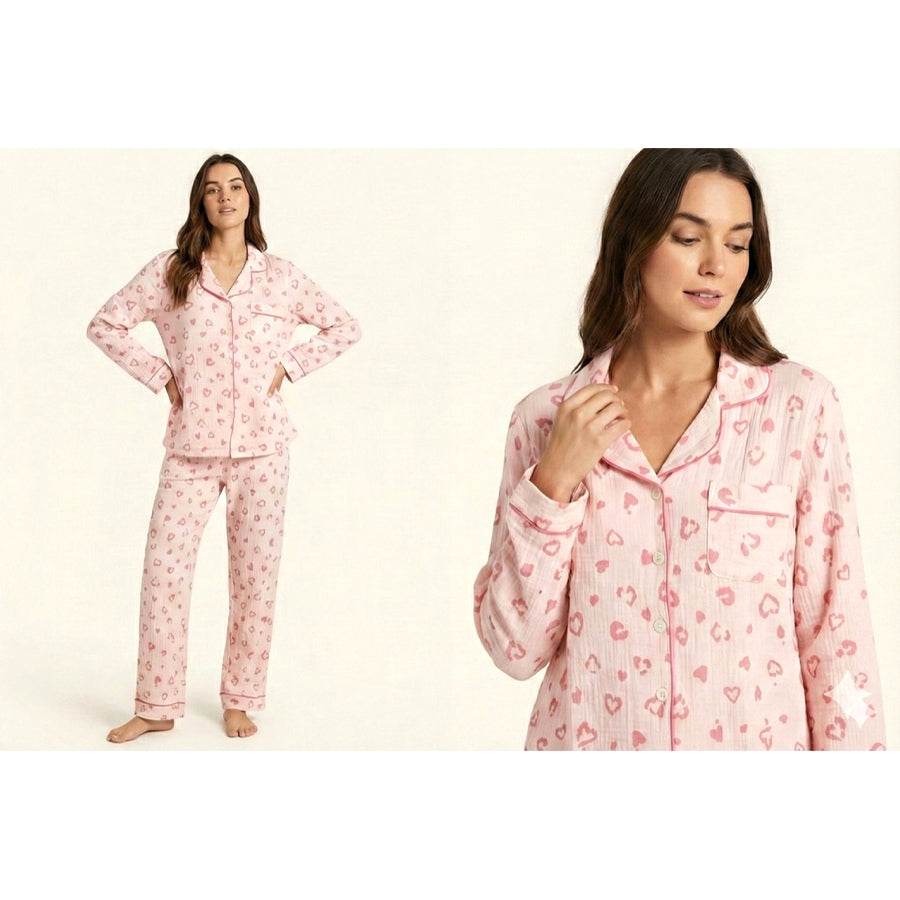 Love Ladies Winter Full Sleeves Loungewear Cotton Material - Pink