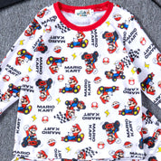 Mario Kart Boys Full Sleeves Pajama Set - White