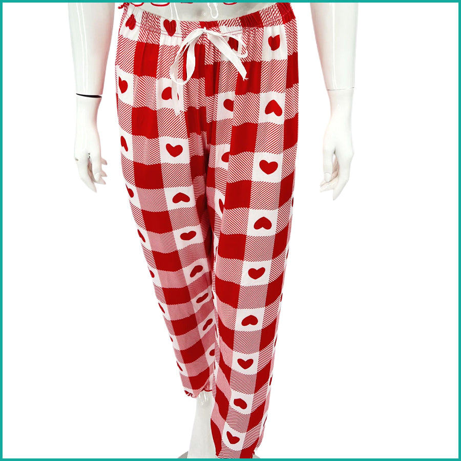 Love Heart Ladies Pajama Halfer - White
