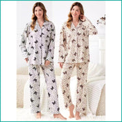 Short Bow Full Sleeves Pajama Set Fine Material - White