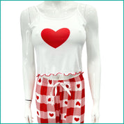 Love Heart Ladies Pajama Halfer - White