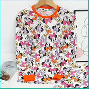 Minnie Daisy Ladies Full Sleeves Pajama Set - White