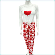 Love Heart Ladies Pajama Halfer - White