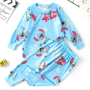 Surf Stitch Girls Full Sleeves Pajama Set - Sky Blue