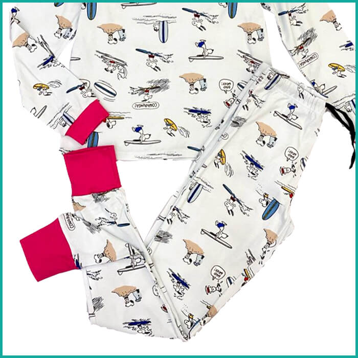 Surfing Snoopy Ladies Pajama Set - White