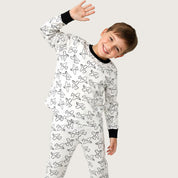Airplane Boys Full Sleeves Pajama Set - White