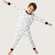 Airplane Boys Full Sleeves Pajama Set - White