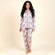 Donuts Ladies Front Open Pajama Set - Pink