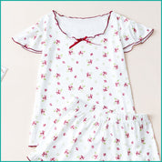 Floral Ladies Crop T-Shirt with Shorts - Red