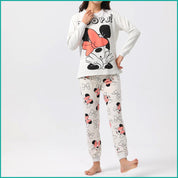 Minnie OOPS Ladies Full Sleeves Cotton Pajama Set - White
