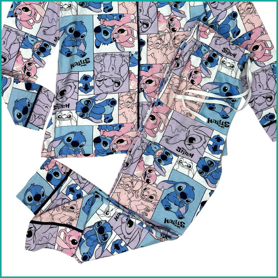 Stitch Comic Ladies Pajama Set - Multicolor