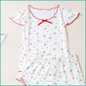 Floral Ladies Crop T-Shirt with Shorts - Pink