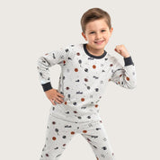 Sports Boys Full Sleeves Pajama Set - Grey