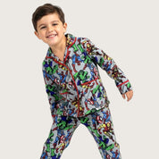 Superhero Boys Front Open Pajama Set - Grey