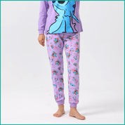 Stitch Ladies Full Sleeves Cotton Pajama Set - Purple