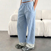 Checks Sleeveless Ladies Pajama Set - Sky Blue