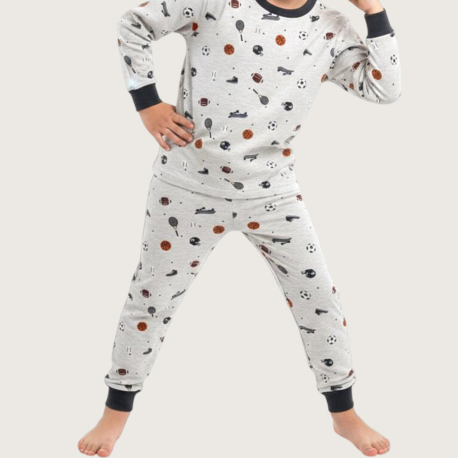Sports Boys Full Sleeves Pajama Set - Grey